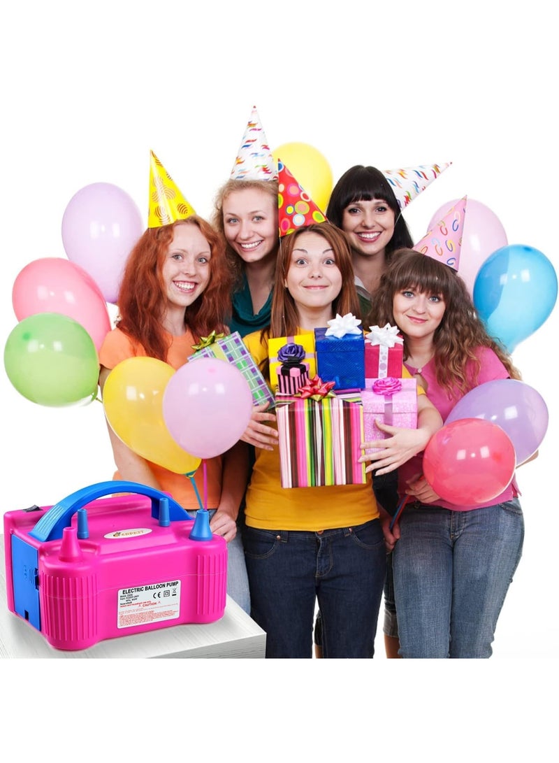 Trendigo Electric Balloon Pump for Party Decoration – Dual Nozzle Portable Balloon Air Inflator with UAE Plug & Balloon Tying Tool, Fast Balloon Blower Machine for Birthday, Wedding & Event Decor, Pink & Blue - Image 2
